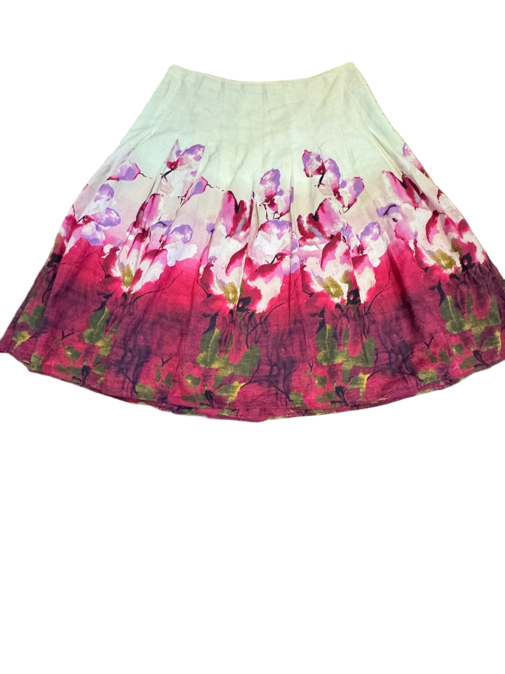 Jones Wear Cream-to-Pink Floral Ombre Circle Skirt Size 10